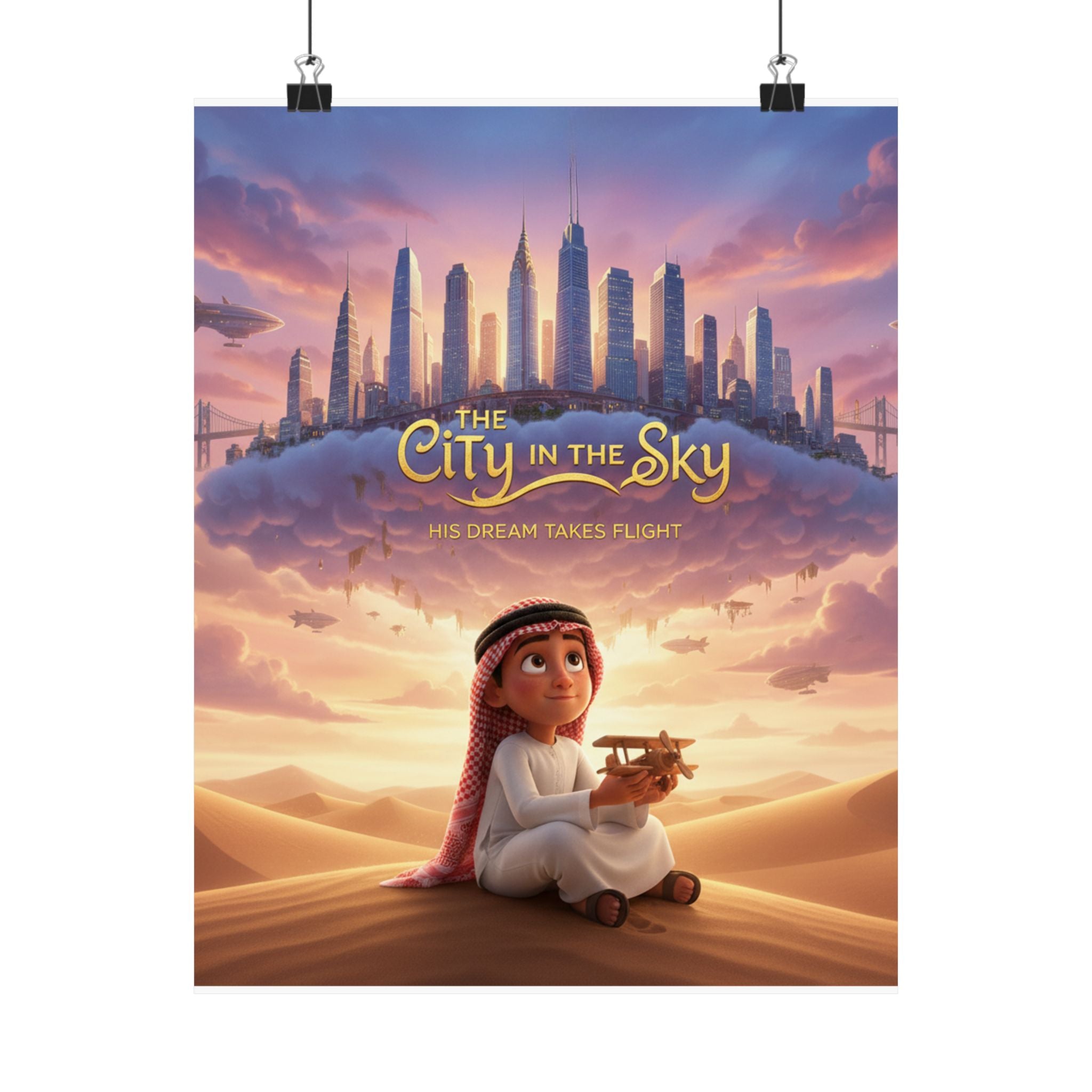 Matte Vertical Poster — "The City in the Sky" Movie Art (Dreamscape Desert Kid)