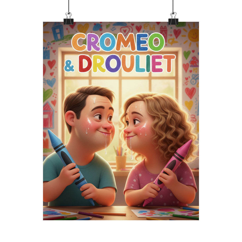 Romantic Kids Art Poster — “Cromeo & Drouliet” Matte Vertical Print