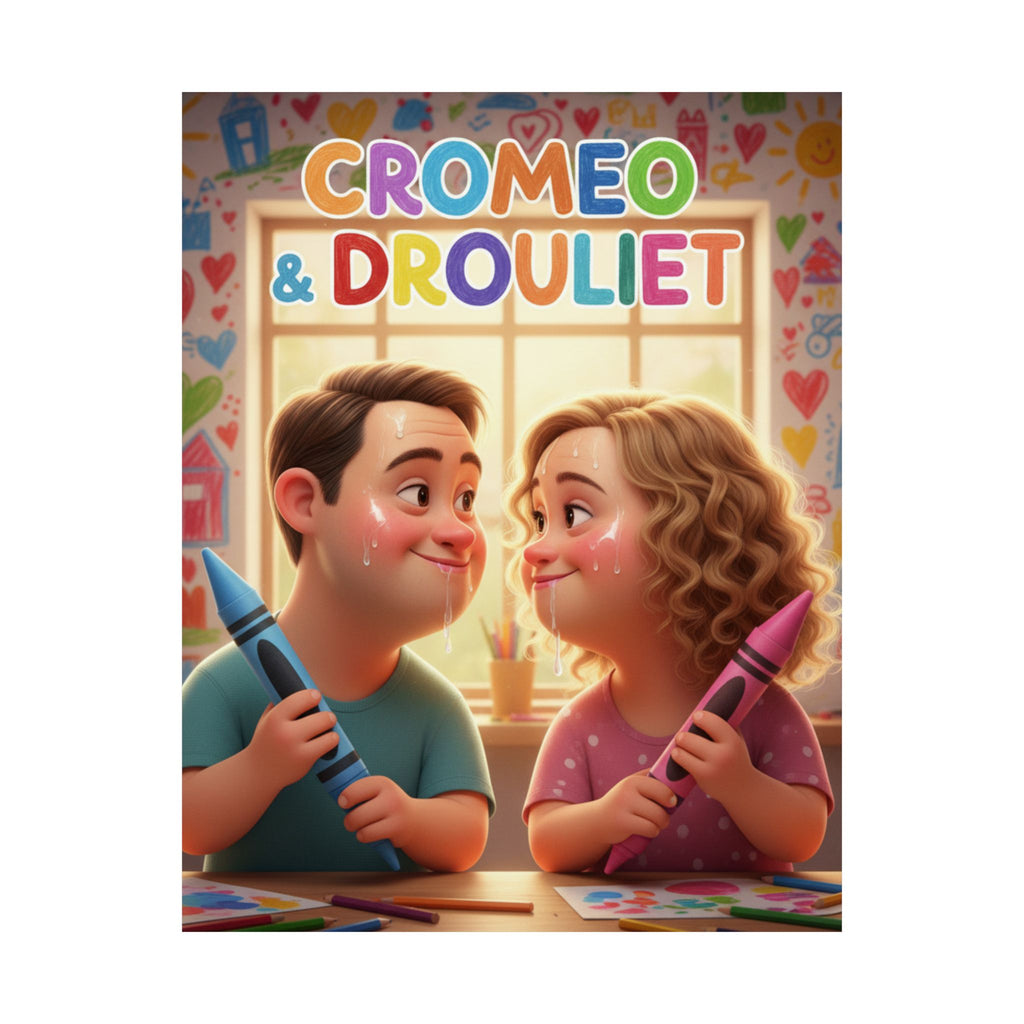 Romantic Kids Art Poster — “Cromeo & Drouliet” Matte Vertical Print