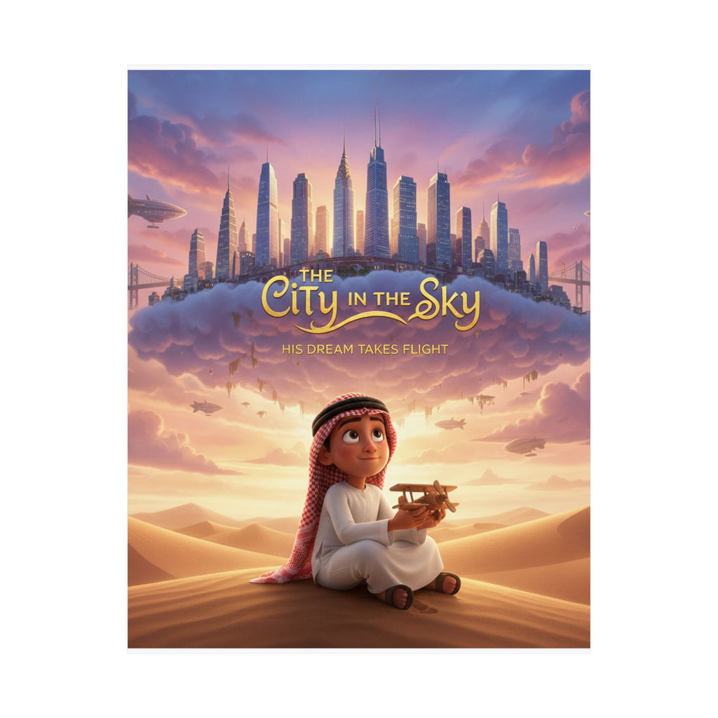 Matte Vertical Poster — "The City in the Sky" Movie Art (Dreamscape Desert Kid)